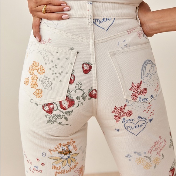 Reformation Denim - Reformation Cynthia Doodle High Rise Straight Long Jeans SIZE 27